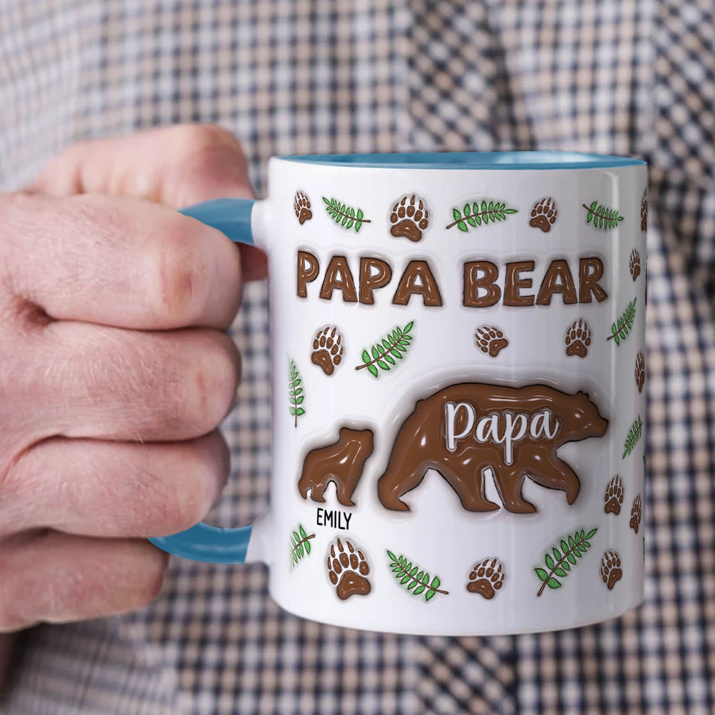 TPST02 Papa Bear 3D Inflated Effect - Personalized Mug