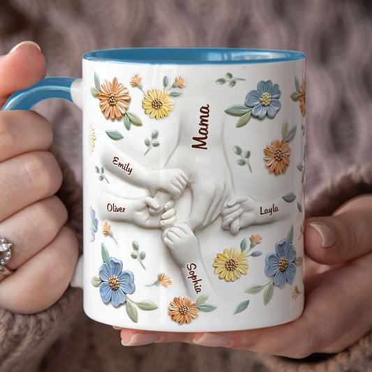 PST137 Hold My Hand 3D Inflated Effect Printed - Personalized White Mug Accent Mug