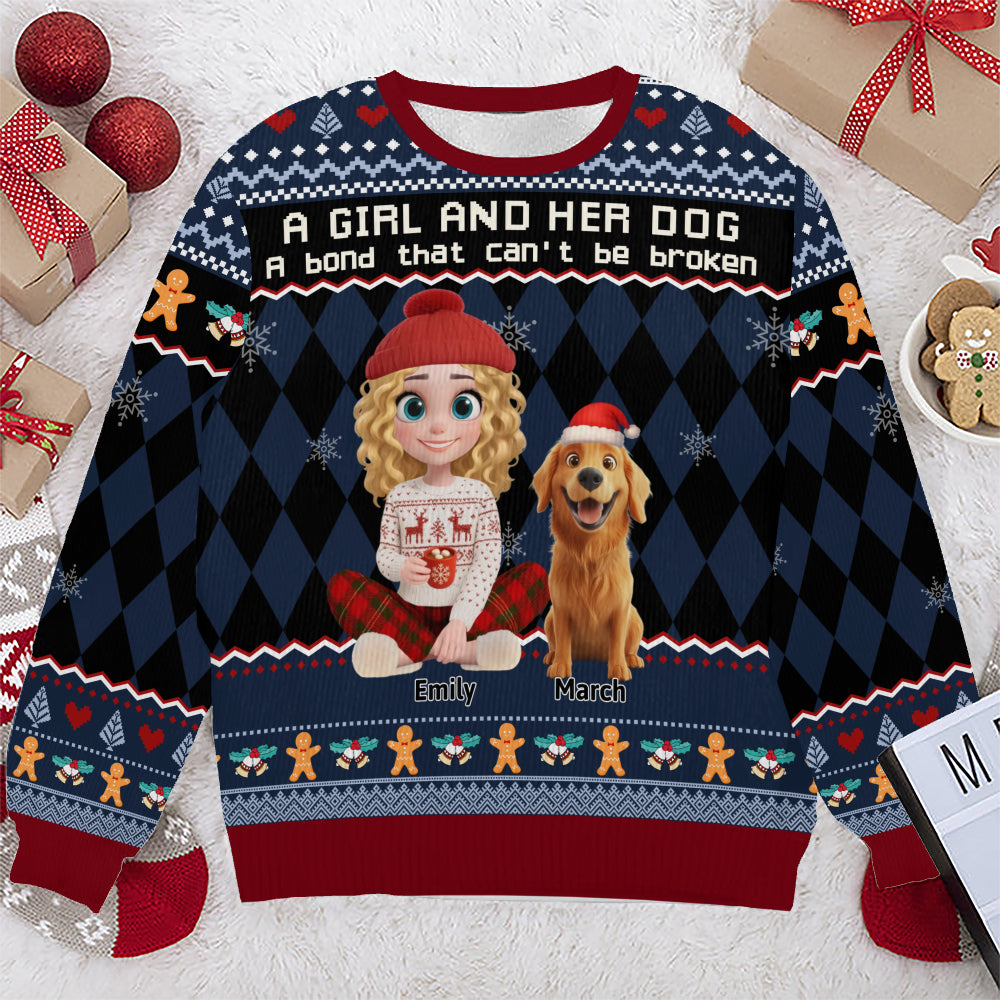 PSTS72 A Girl And Her Dog A Bond That Can't Be Broken - Personalized Custom Sweater