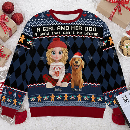 PSTS72 A Girl And Her Dog A Bond That Can't Be Broken - Personalized Custom Sweater