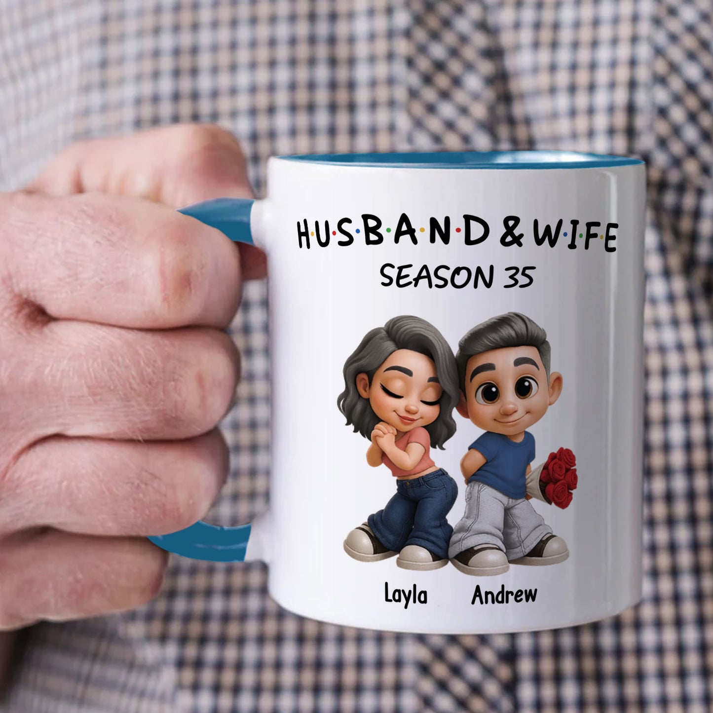 PST128 Hubby and Wifey Rose Couple - White Mug Accent Mug