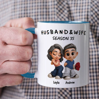 PST128 Hubby and Wifey Rose Couple - White Mug Accent Mug