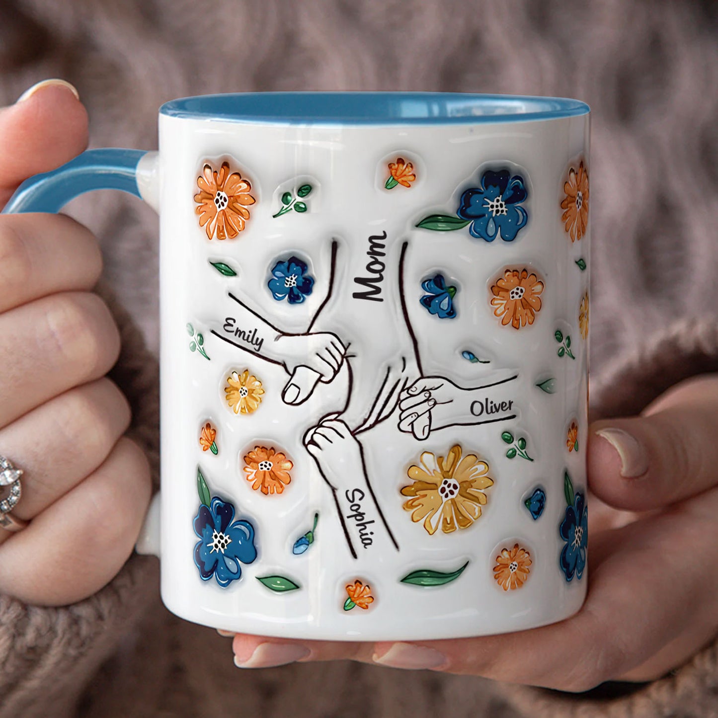 PST136 Hold My Hand 3D Inflated Effect Printed - Personalized White Mug Accent Mug
