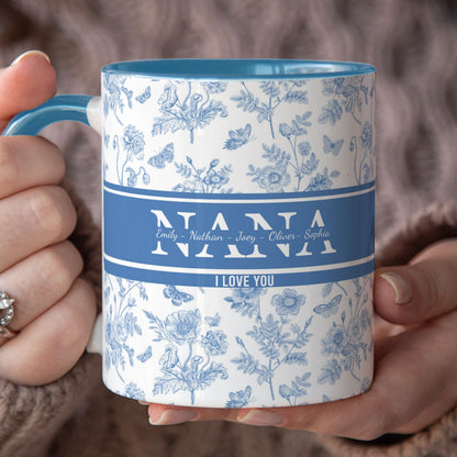 PST145 Mom Nana I Love You Toile De Jouy - Personalized White Mug Accent Mug
