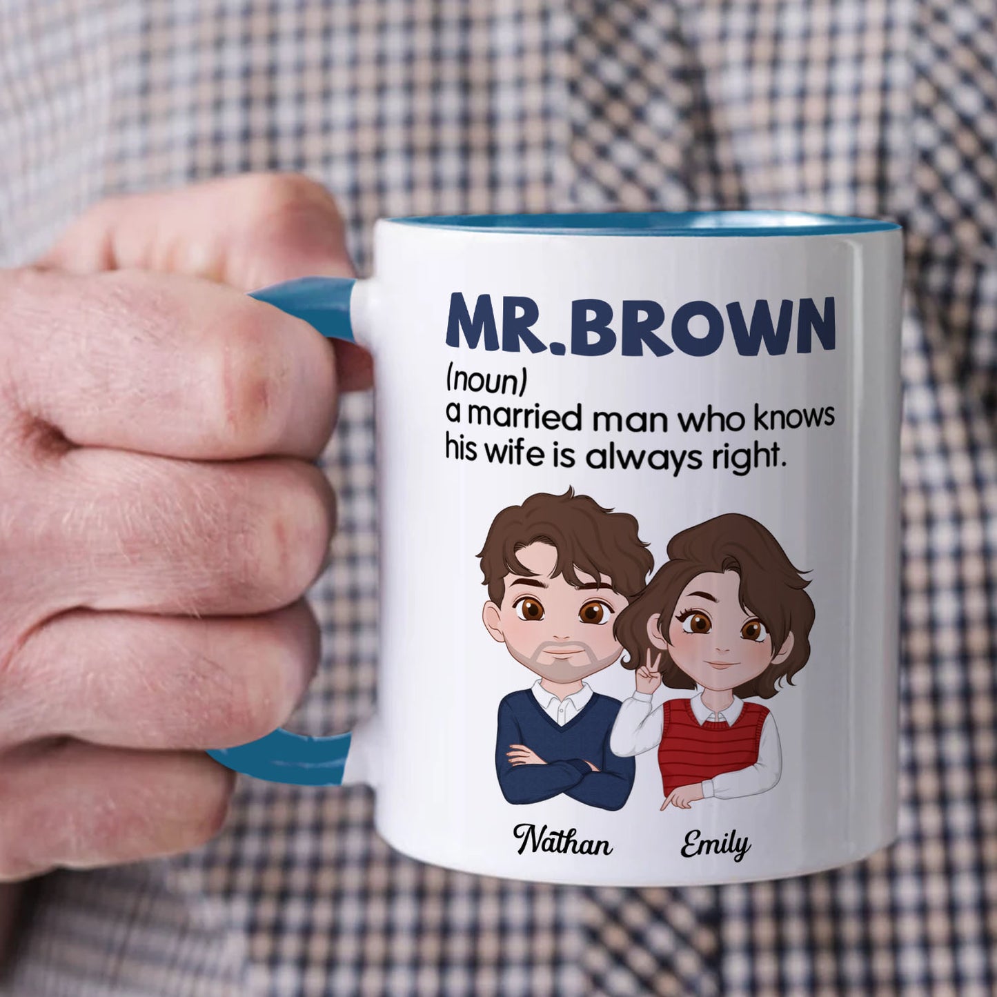 PST115 Mr And Mrs Married - White Mug Accent Mug (Double-sided print: one side for him, one side for her)
