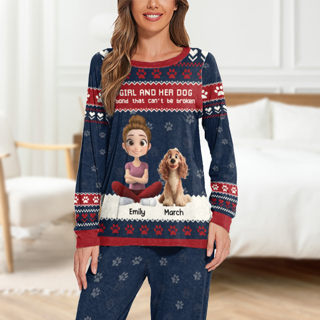 PSTPA05 A Girl And Her Dog A Bond That Can't Be Broken - Personalized Custom Pajama Set