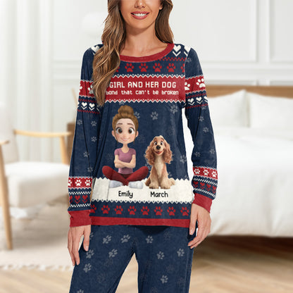 PSTPA05 A Girl And Her Dog A Bond That Can't Be Broken - Personalized Custom Pajama Set