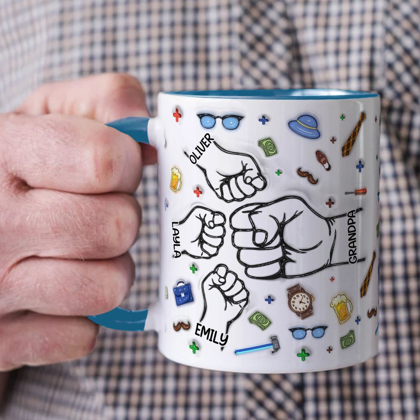 TPST01 Happy Father's Day Fist Bump Dad And Kid 3D Inflated Effect - Personalized Mug