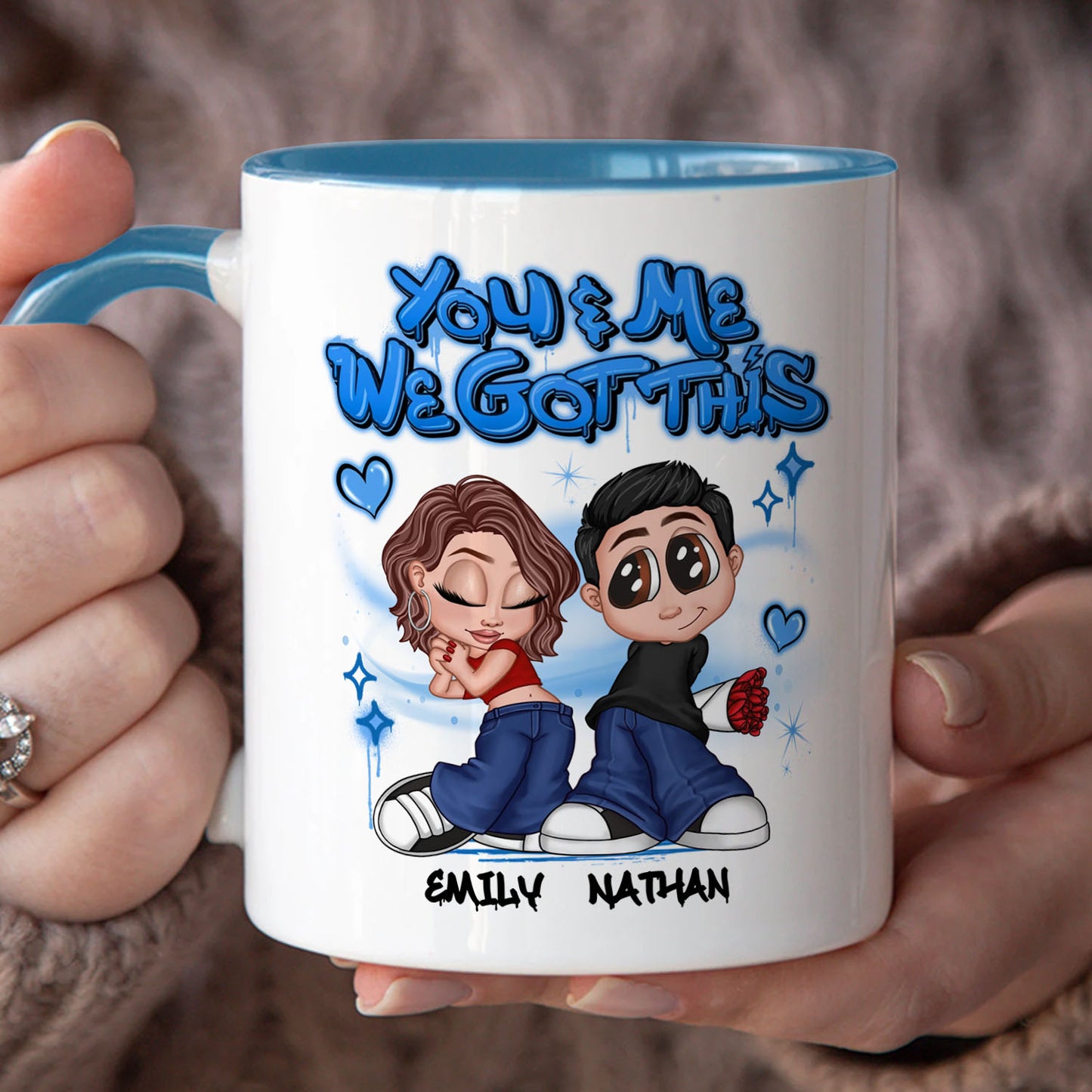 PST182 Y2K Couple Graffiti Style - Personalized White Mug Accent Mug