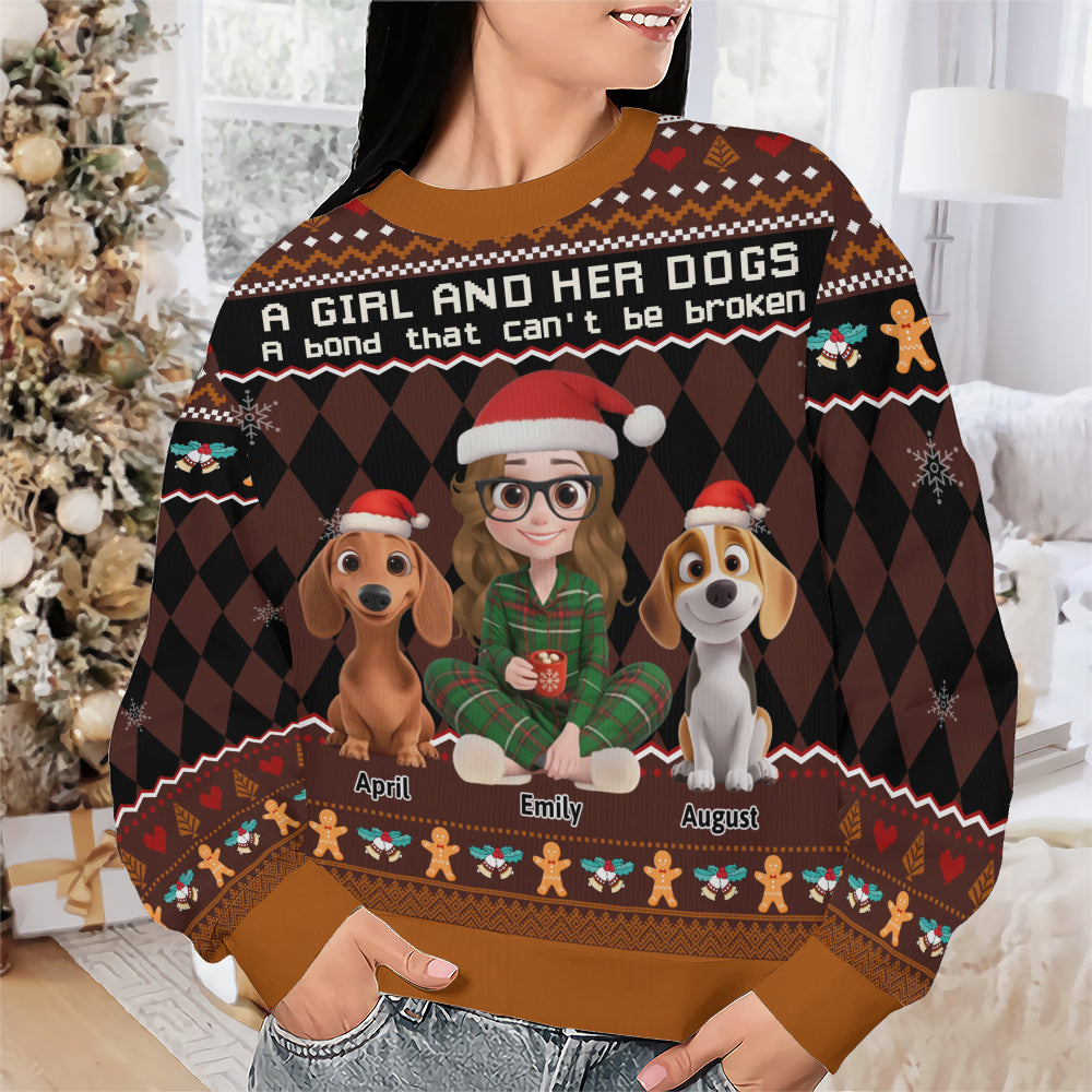 PSTS72 A Girl And Her Dog A Bond That Can't Be Broken - Personalized Custom Sweater
