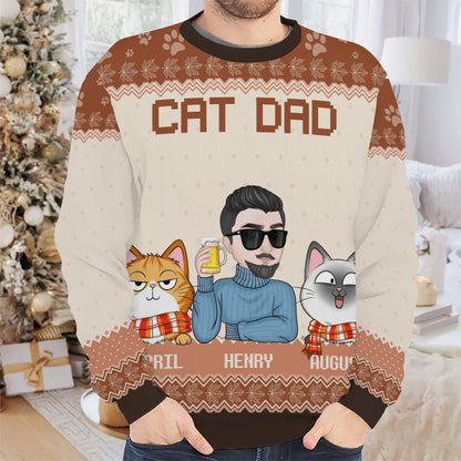 PSTS25 Cat Dad Autumn Leave - Personalized Custom Sweater