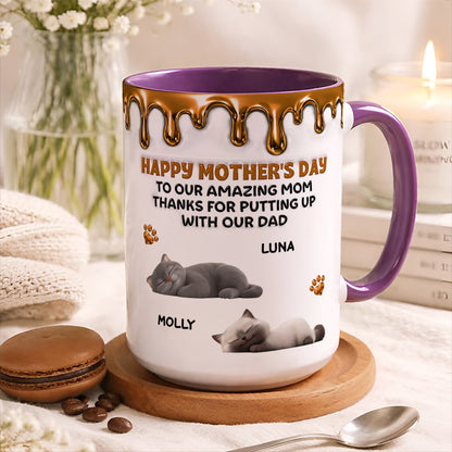UPST10 Happy Mother's Day To My Amazing Cat Mom - Personalized White Mug Accent Mug