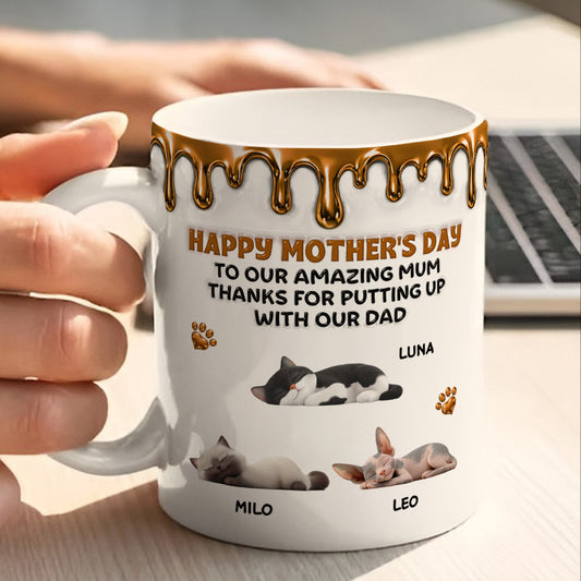 UPST10 Happy Mother's Day To My Amazing Cat Mom - Personalized White Mug Accent Mug