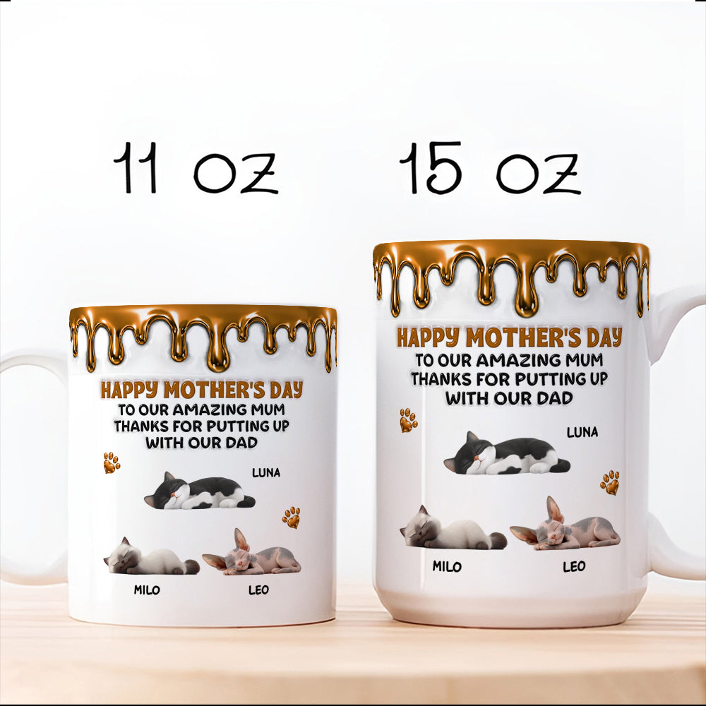 UPST10 Happy Mother's Day To My Amazing Cat Mom - Personalized White Mug Accent Mug