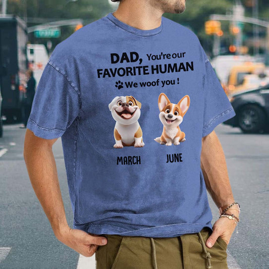 Miah1501 Dad Mom You're My Favorite Human I Woof You - Personalized Custom Washed T-shirt