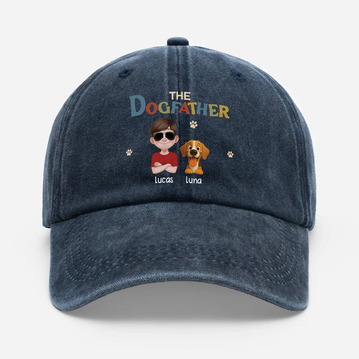UPST41 The Dog Father - Personalized Custom Wash Denim Cap