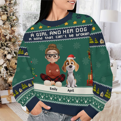 PSTS01 A Girl And Her Dog A Bond That Can't Be Broken - Personalized Custom Sweater