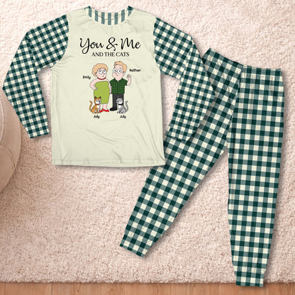 PSTPA11 You Me And The Cat - Personalized Custom Pajama Set