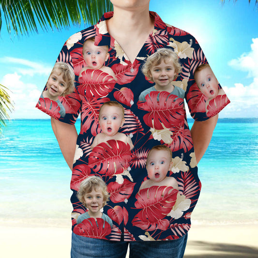 PSH01 Happy Father's Day - Personalized Photo Upload  Hawaiian Shirt