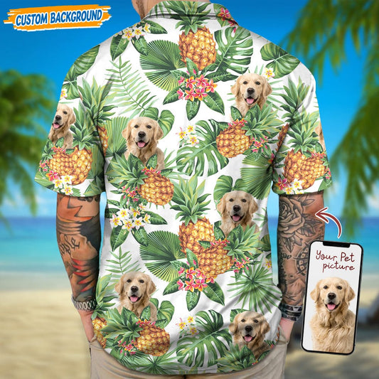 PSH06 Personalized Photo Upload Dog Lover Pineapple Hawaiian Shirt