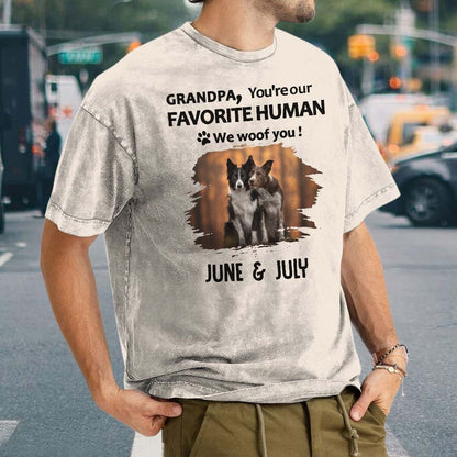 Miah1501 Dad Mom You're My Favorite Human I Woof You - Personalized Custom Washed T-shirt