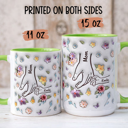 PST190 Hold My Hand 3D Inflated Effect Printed - Personalized White Mug Accent Mug