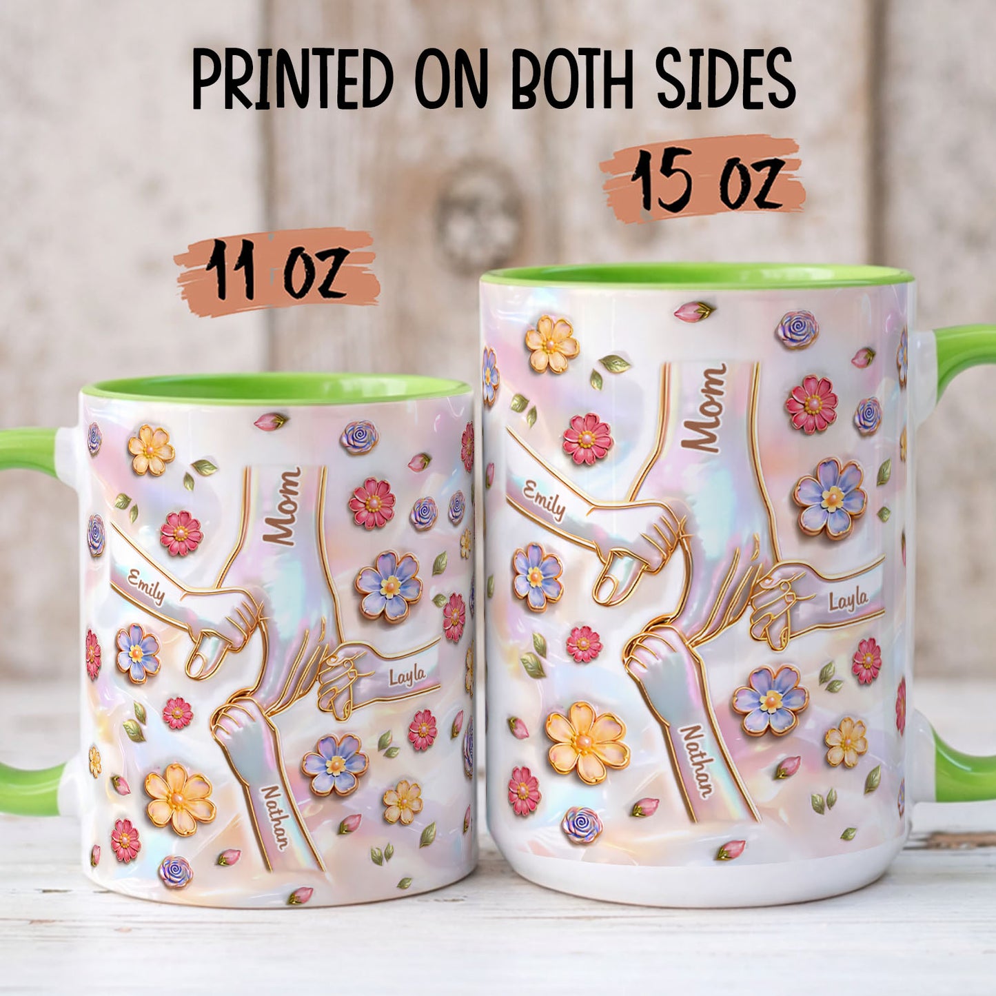 PST205 Hold My Hand 3D Inflated Effect Printed - Personalized White Mug Accent Mug