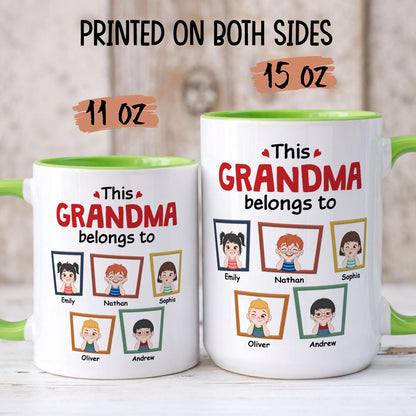 PST196 This Mommy Grandma Belongs To - Personalized White Mug Accent Mug
