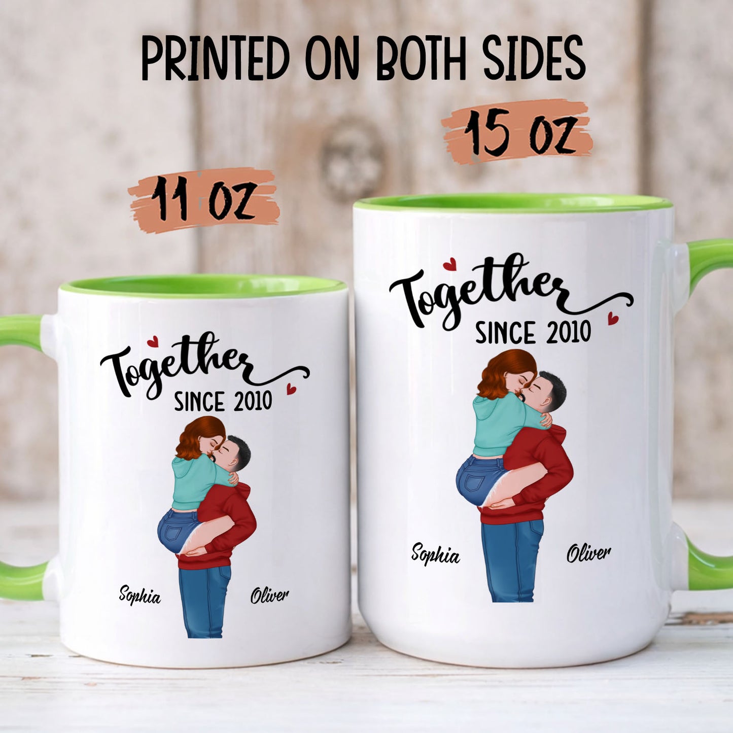PST167 Together Forever - Personalized White Mug Accent Mug