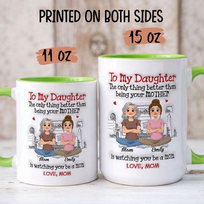 PST164 Watching You Be A Mom Love Mom  - Personalized White Mug Accent Mug