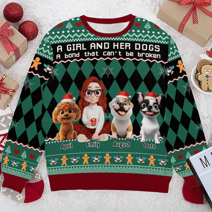 PSTS72 A Girl And Her Dog A Bond That Can't Be Broken - Personalized Custom Sweater