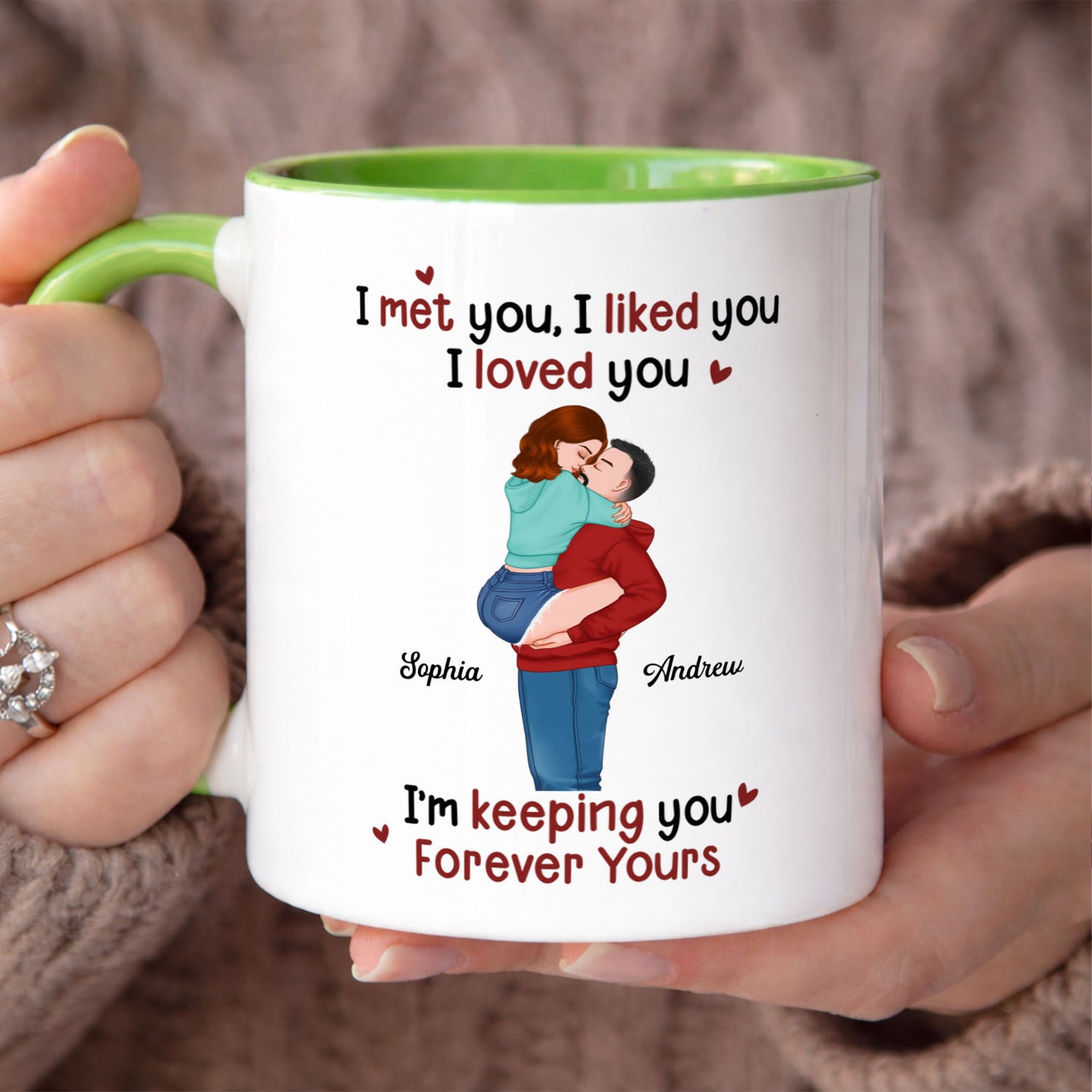 PST168 I Met You I Liked You I Love You - Personalized White Mug Accent Mug