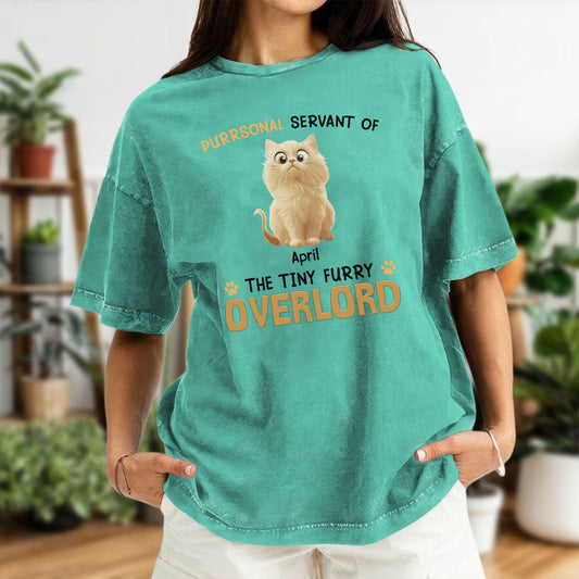 ETT2792 Purrsonal Servant Of Tiny Overlord Cat - Personalized Custom Washed T-shirt