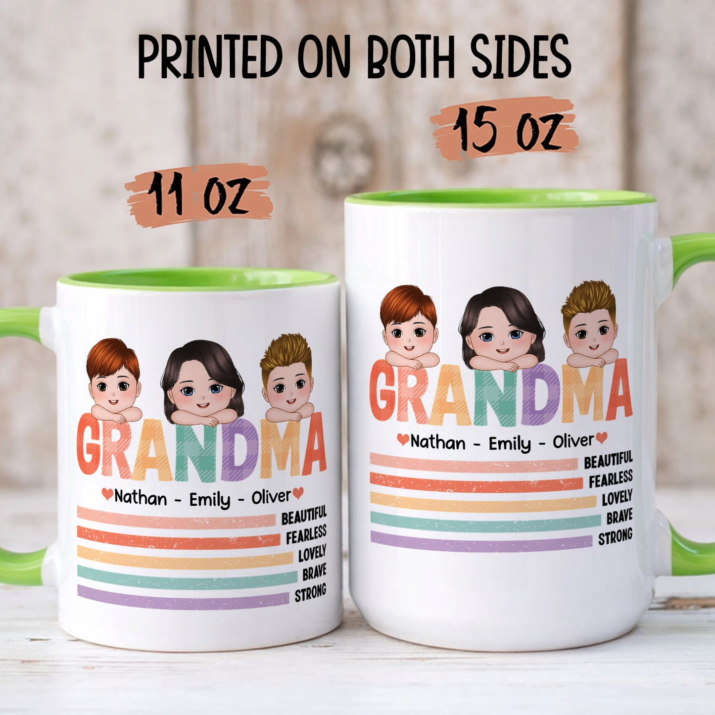 PST197 Beautiful, Fearless And Lovely Mommy - Personalized White Mug Accent Mug