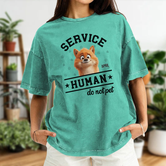 PST61 Service Human Do not Pet Dog Lover - Personalized Custom Washed T-shirt