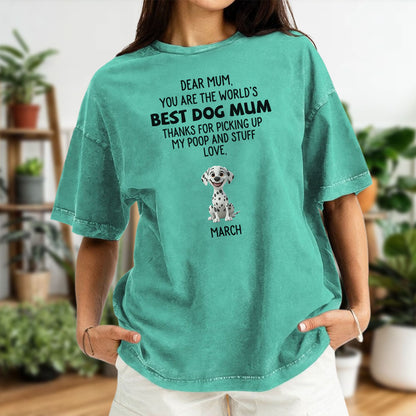 ETT2680a Thanks For Picking Up My Poop And Stuff Love - Personalized Custom Washed T-shirt