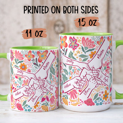 PST203 Happy Mother's Day Kids Holding Hand - Personalized White Mug Accent Mug