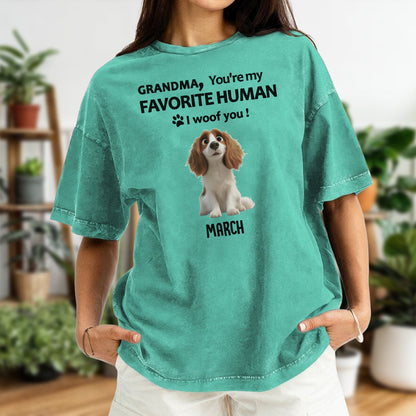 Miah1501 Dad Mom You're My Favorite Human I Woof You - Personalized Custom Washed T-shirt