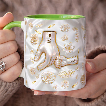 PST201 Hold My Hand 3D Inflated Effect Printed - Personalized White Mug Accent Mug