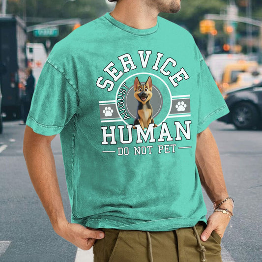 PST87 Dog Service Human Do Not Pet - Personalized Custom Washed T-shirt