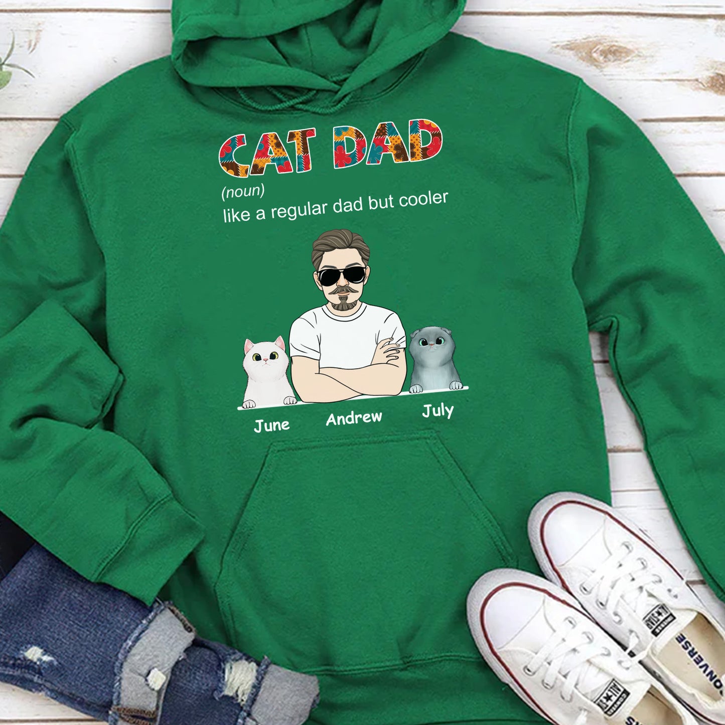PST111 Cool Cat Dad Definition - Personalized Custom T-shirt Hoodie