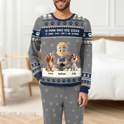 PSTPA07 A Man And His Dog A Bond That Can't Be Broken - Personalized Custom Pajama Set