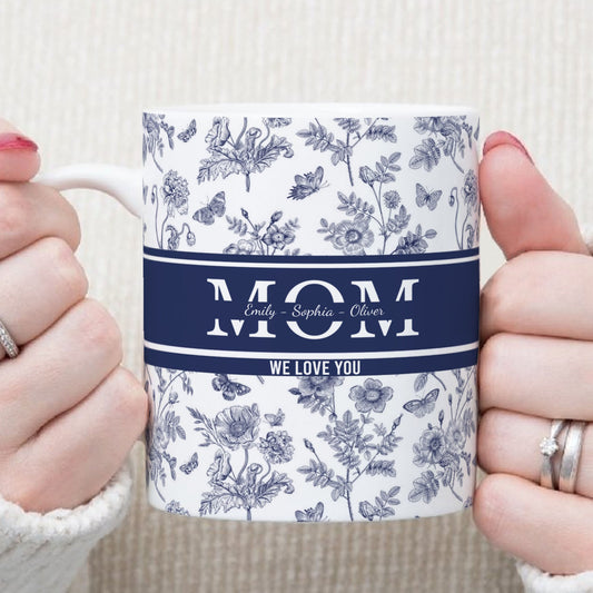 PST145 Mom Nana I Love You Toile De Jouy - Personalized White Mug Accent Mug