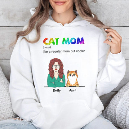 PST110 Cool Cat Mom Definition - Personalized Custom T-shirt Hoodie