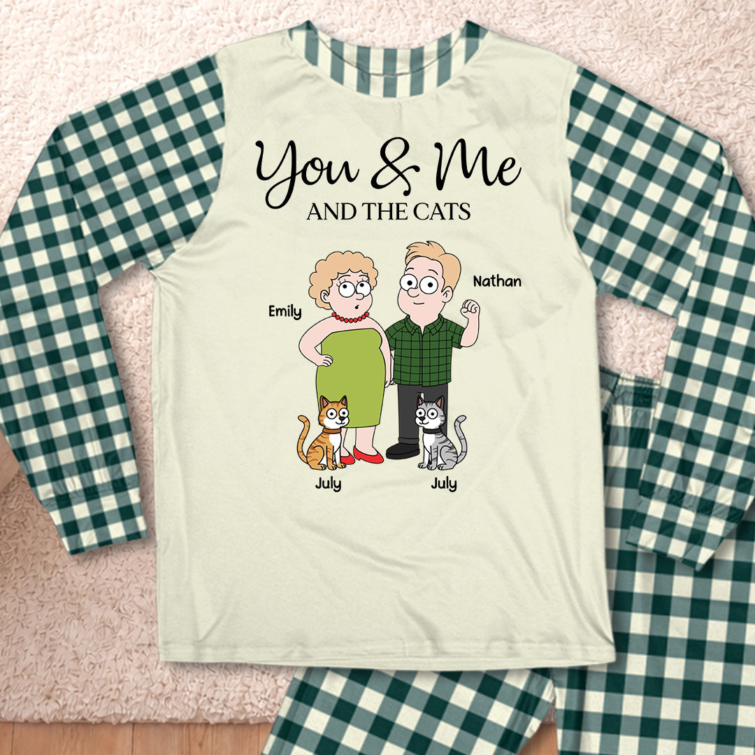 PSTPA11 You Me And The Cat - Personalized Custom Pajama Set