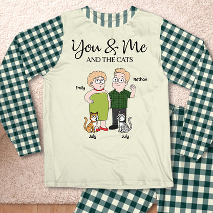 PSTPA11 You Me And The Cat - Personalized Custom Pajama Set
