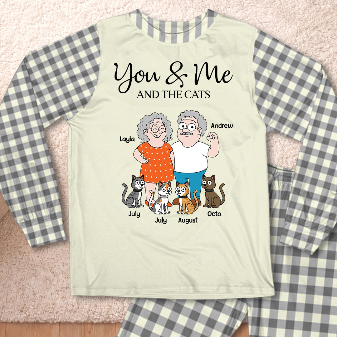PSTPA11 You Me And The Cat - Personalized Custom Pajama Set