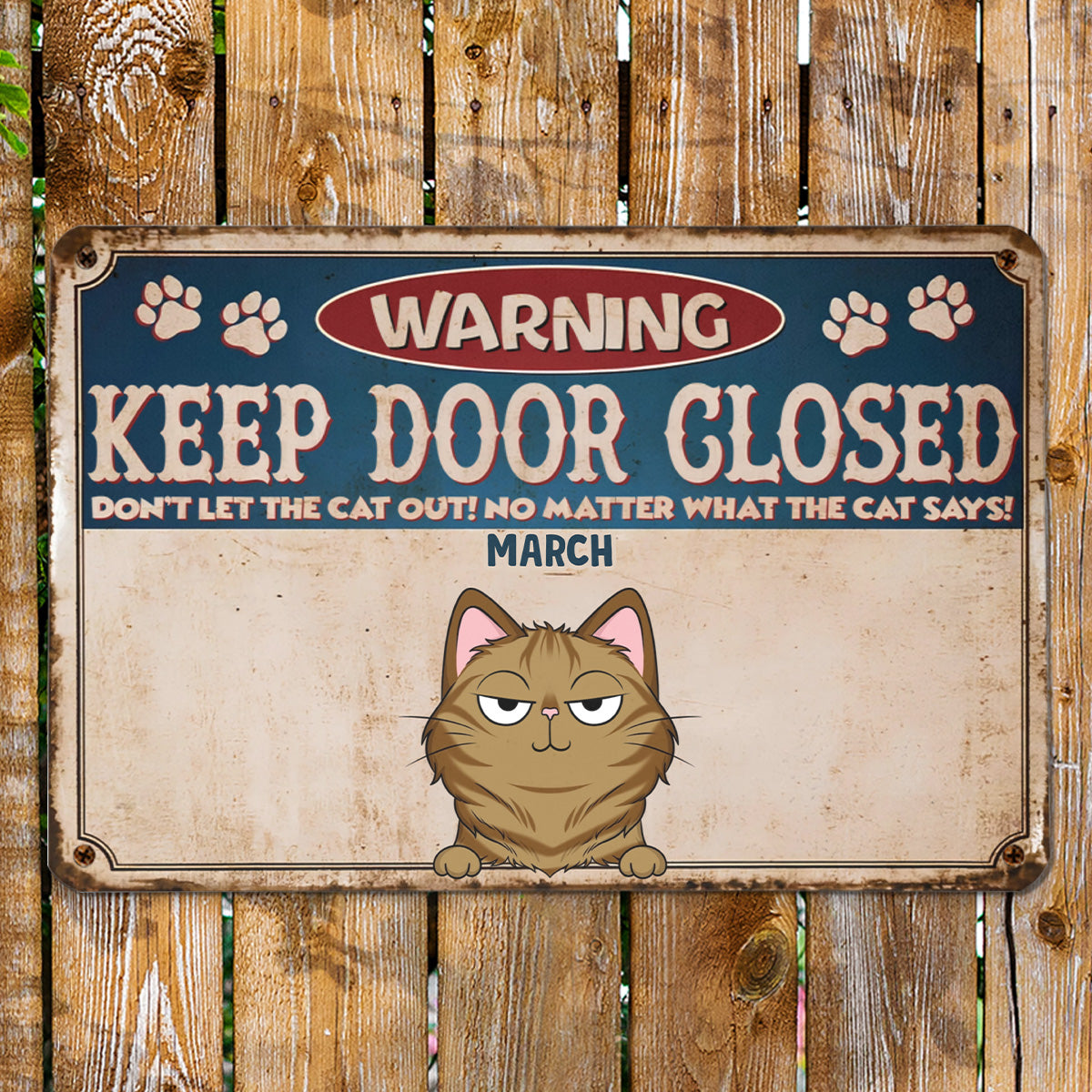 PSMT11 Warning Keep Door Closed Pets Lover-Personalized Custom Metal Sign