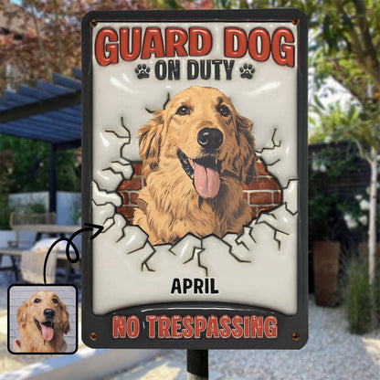 PSMT10 Guard Dogs On Duty No Trespassing-Personalized Custom Metal Sign 3D Inflated Effect