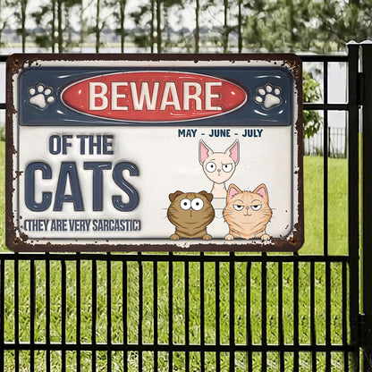 PSMT14 Beware Of Dog Cat Pets Lover-Personalized Custom Metal Sign 3D Inflated Effect